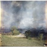 Sur le tournage du film Le jour le plus long. Effets de l'explosion du train.